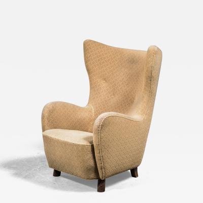 Danish high wingback lounge chair 1940s