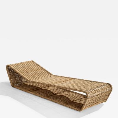 Danny Ho Fong Chaise Longue with Wicker and Steel USA 1960s