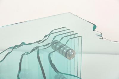 Danny Lane Huge Crystal Cut Glass Shell Coffee Table by Danny Lane for Fiam