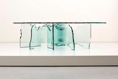 Danny Lane Huge Crystal Cut Glass Shell Coffee Table by Danny Lane for Fiam