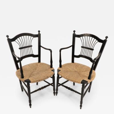 Dante Rossetti Dante Rossetti for Morris Co A Pair of Rush Seated Armchairs