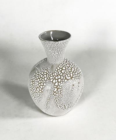 Daric Harvie A Group of 3 White Mottled Glazed Ceramic Vessels Daric Harvie