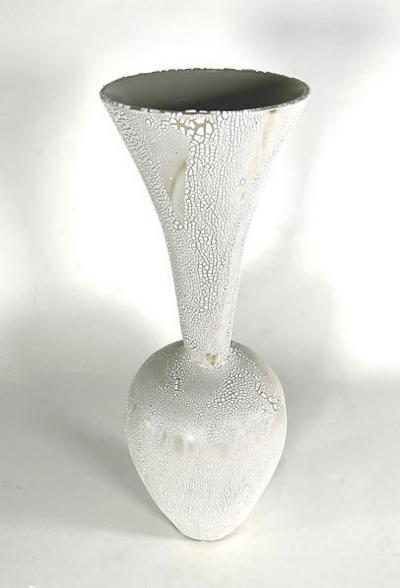 Daric Harvie A Group of 3 White Mottled Glazed Ceramic Vessels Daric Harvie