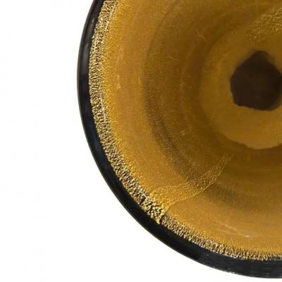 Dark Amber Murano Glass Bowl with Avventurina