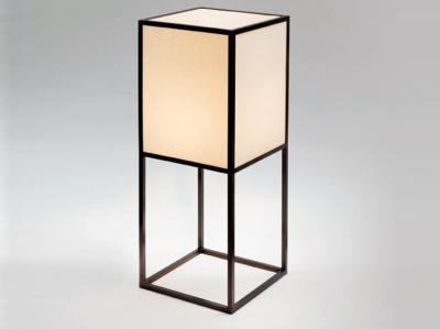 Dark Bronze Lantern Floor Lamps with Beige Ana Shades