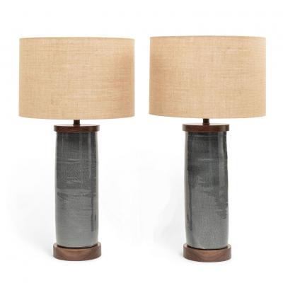 Dark Gray Ceramic Cylinder Shape Lamp