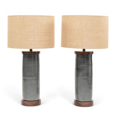 Dark Gray Ceramic Cylinder Shape Lamp