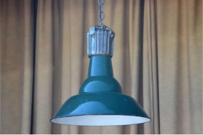 Dark Green French Industrial Workshop Hanging Light