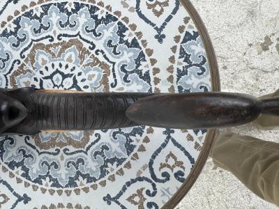 Dark Wood Carved Elephant with Tusk Sculpture 2 available 