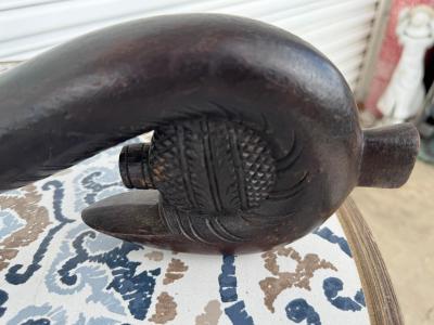 Dark Wood Carved Elephant with Tusk Sculpture 2 available 