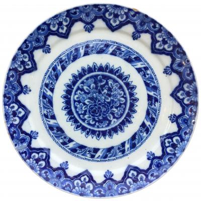 Dated 1713 Dutch Delftware Plates with Birds and Flowers