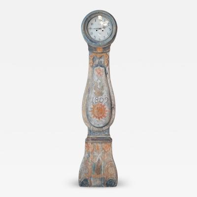 Dated 1809 Swedish Longcase Clock with Original Folk Art Decoration