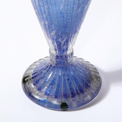 Daum Nancy Art Deco Amphora Vase in Handblown Lilac Channeled Clear Glass Signed Daum