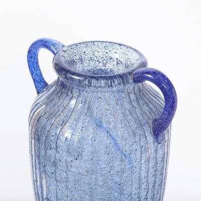Daum Nancy Art Deco Amphora Vase in Handblown Lilac Channeled Clear Glass Signed Daum