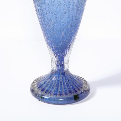 Daum Nancy Art Deco Amphora Vase in Handblown Lilac Channeled Clear Glass Signed Daum