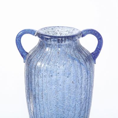 Daum Nancy Art Deco Amphora Vase in Handblown Lilac Channeled Clear Glass Signed Daum