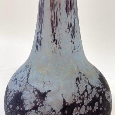 Daum Nancy Art Deco Monumental Egyptian Purple Art Glass Soliflore Vase by Daum Nancy