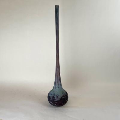 Daum Nancy Art Deco Monumental Egyptian Purple Art Glass Soliflore Vase by Daum Nancy
