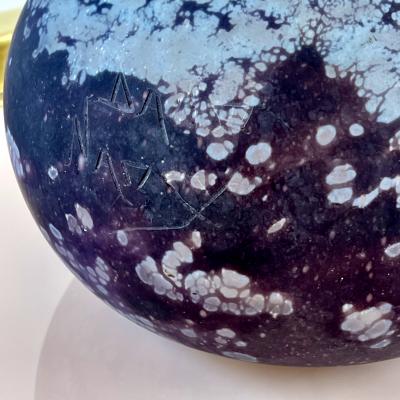 Daum Nancy Art Deco Monumental Egyptian Purple Art Glass Soliflore Vase by Daum Nancy