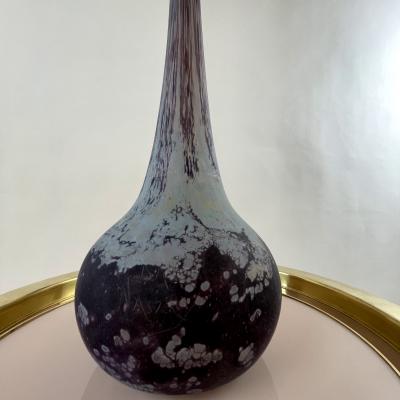 Daum Nancy Art Deco Monumental Egyptian Purple Art Glass Soliflore Vase by Daum Nancy