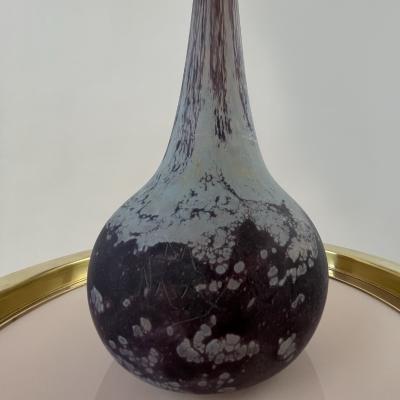 Daum Nancy Art Deco Monumental Egyptian Purple Art Glass Soliflore Vase by Daum Nancy