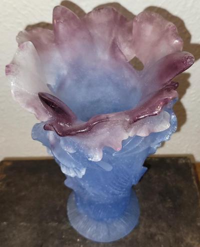 Daum Orchid Amethyst Pate de Verre Vase