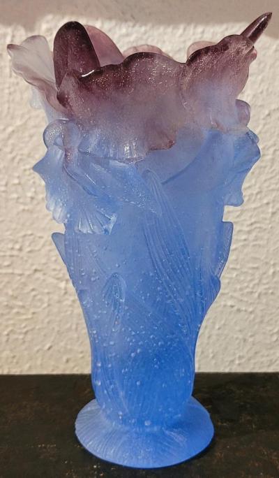 Daum Orchid Amethyst Pate de Verre Vase