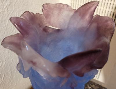 Daum Orchid Amethyst Pate de Verre Vase