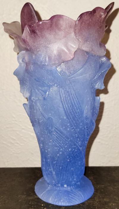 Daum Orchid Amethyst Pate de Verre Vase