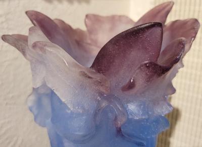 Daum Orchid Amethyst Pate de Verre Vase