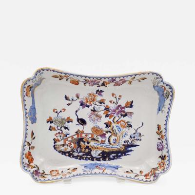 Davenport Crane Pattern Rectangular Dessert Dish England circa 1830