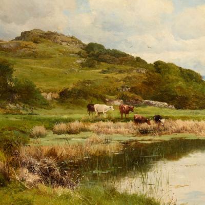 David Bates The Edge of the Moor near Barmouth a Landscape by David Bates
