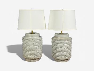 David Cressey David Cressey Earthtone Glaze Ceramic Large Table Lamps USA 1970s