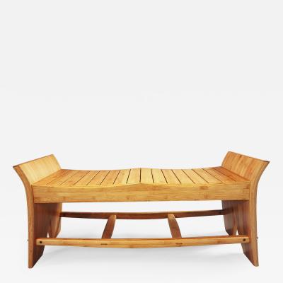 David Ebner Slatted Bamboo Bench by David Ebner