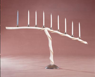 David Ebner Twisted Sassafras Stick Menorah by David Ebner