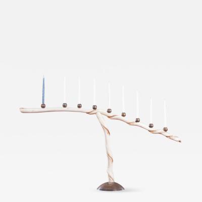 David Ebner Twisted Sassafras Stick Menorah by David Ebner