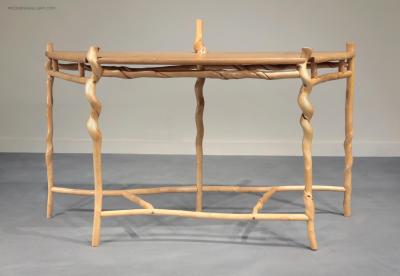 David Ebner Unique Twisted Sassafras Stick Console by David Ebner