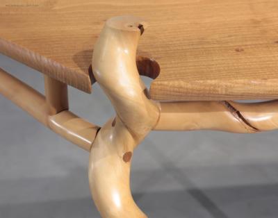 David Ebner Unique Twisted Sassafras Stick Console by David Ebner