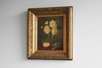 David Emile Joseph de Noter David Emile Joseph de Noter Still Life with Roses Oil on Panel Belgium