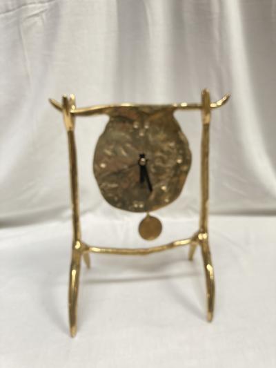 David George Marshall 1970s Brutalist bronze clock signed by David Marshall