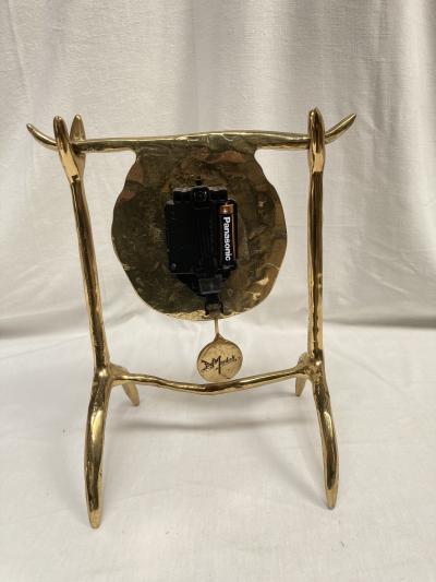 David George Marshall 1970s Brutalist bronze clock signed by David Marshall