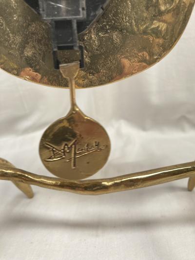 David George Marshall 1970s Brutalist bronze clock signed by David Marshall