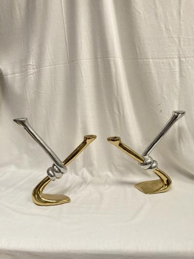 David George Marshall Pair of brutalist candlesticks by David Marshall