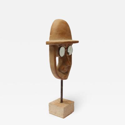 David Gill David Gil for Bennington Potters Mans Face Ceramic Sculpture on Base