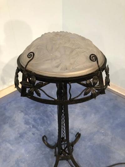 David Gu ron French Art Deco Lamp Signed by Degu 1930s