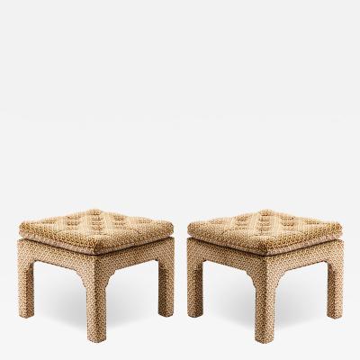 David Hicks David Hicks Style Pair of Chic Upholstered Benches Ottomans 1970s