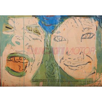 David Hinnebusch Huge David Hinnebusch Modern Expressionist Art Oil Painting on Panel