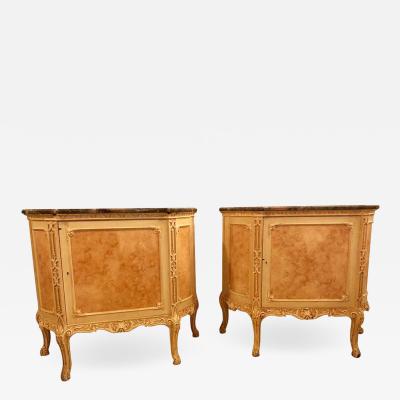 David Hostetler Pair of Hostetler Custom Faux Painted Marble Top Commodes or Nightstands