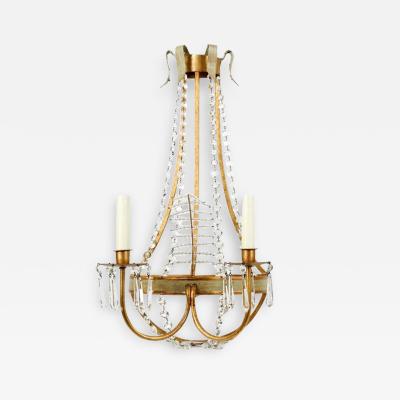 David Iatesta Gilt Metal Crystal Tole Chandelier Light Wall Sconce