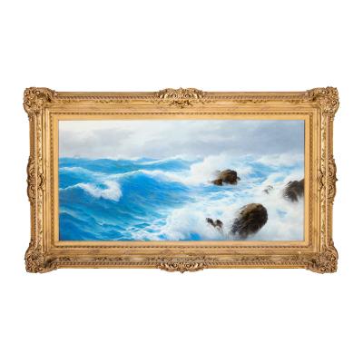 David James A Stormy Sea a Large Seascape by David James